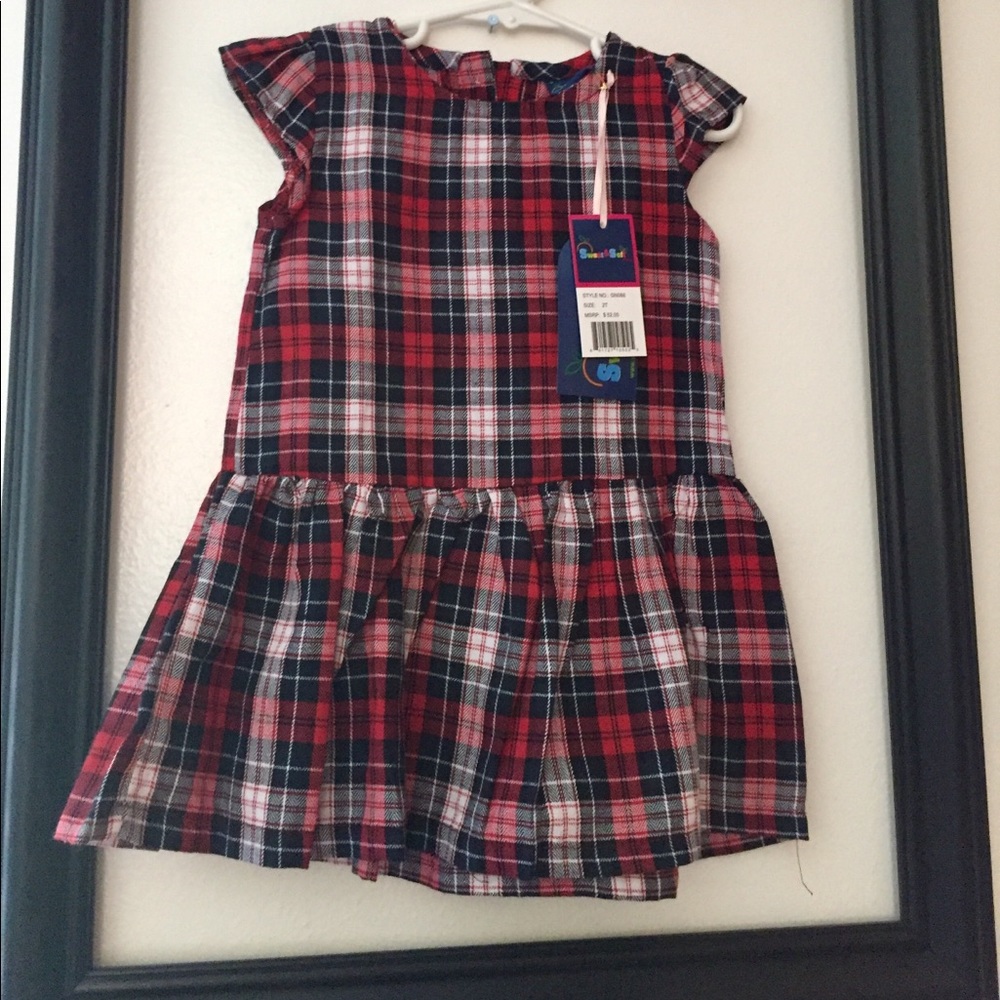 NWT 12 m & 2T Girl Red Plaid “School Girl” Dress